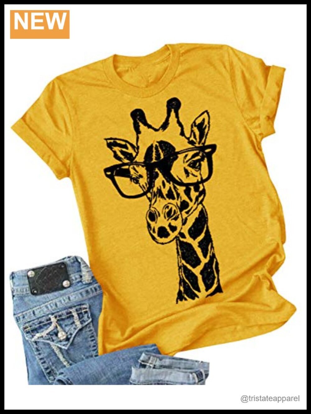 Women's Giraffe Graphic Short Sleeve Crewneck Tee, Summer Casual Top